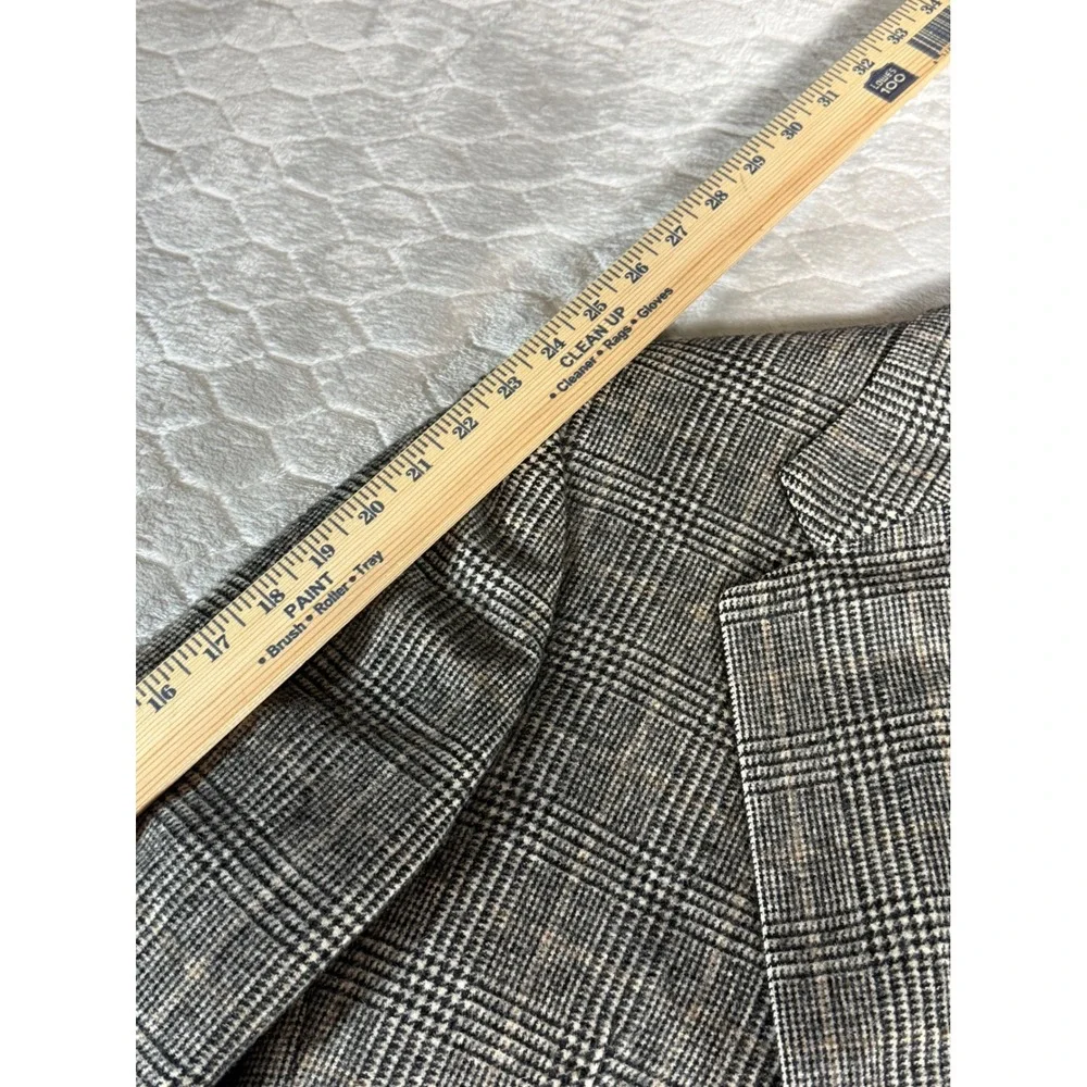 Jos A Bank Mens Glen Plaid Blazer 100% Camel Hair Grey Tan Sport Coat 44R 45R